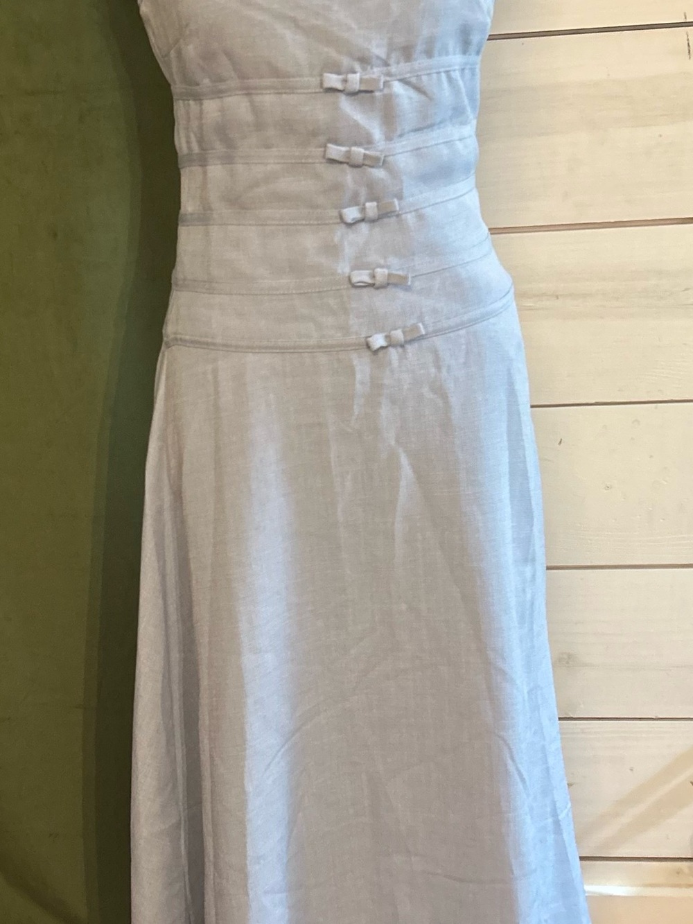 Altar'd State Strapless Light Blue Linen Midi Dress